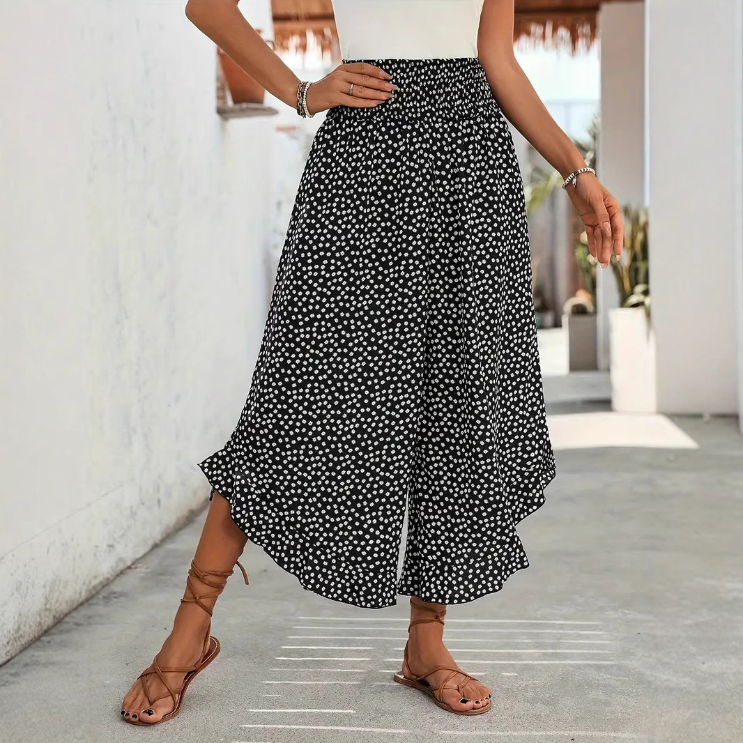 Casual Polka-dot Loose-fitting High Waist Tight Waist Wide Leg Pants - Image 7