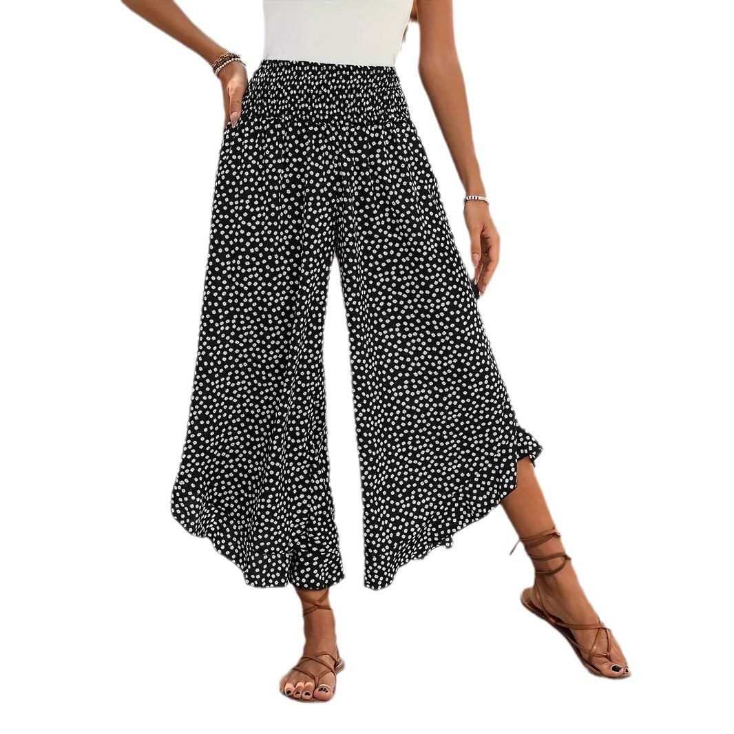 Casual Polka-dot Loose-fitting High Waist Tight Waist Wide Leg Pants - Image 4