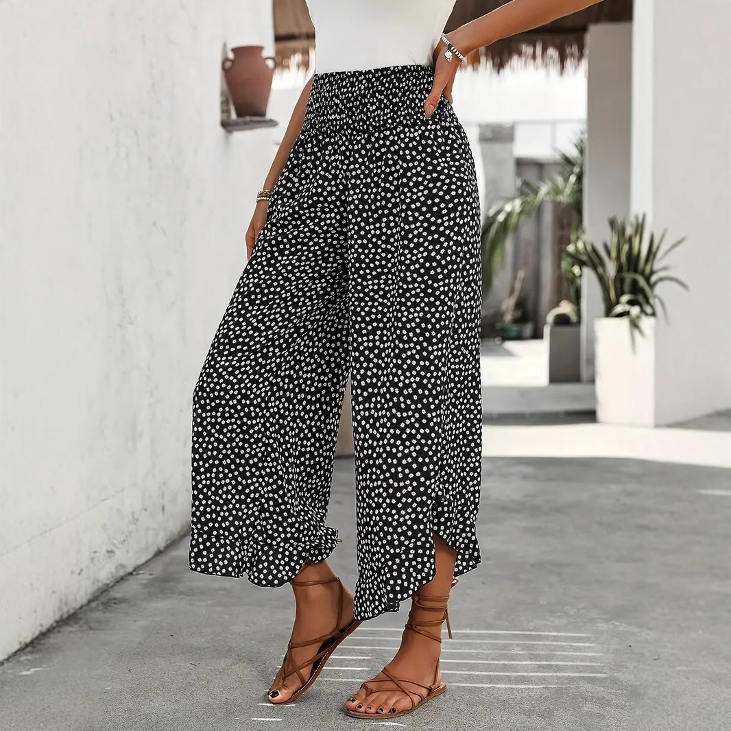 Casual Polka-dot Loose-fitting High Waist Tight Waist Wide Leg Pants - Image 8