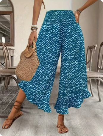 Casual Polka-dot Loose-fitting High Waist Tight Waist Wide Leg Pants - Image 9